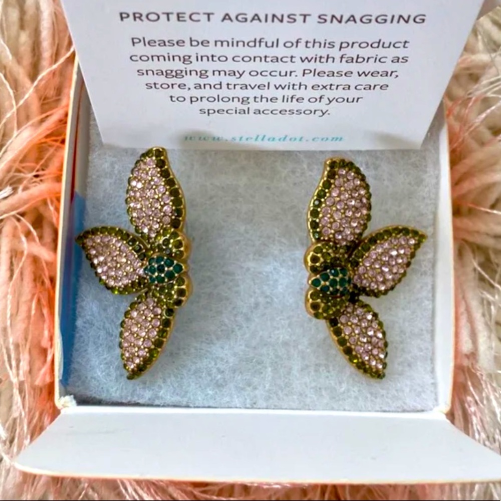 Stella & Dot Pave Petal Earrings